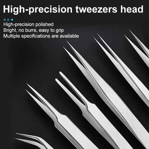 Precision ESD anti-static tweezers set -6-pc stainless steel tool model making