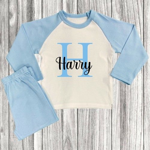 Personalised Boys Baby Childrens Initial Pyjamas Any Name 6 Months - 8 Years