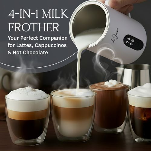 4-in-1 Electric Milk Frother Steamer Hot Chocolate Maker Automatic Foamer White — image 4