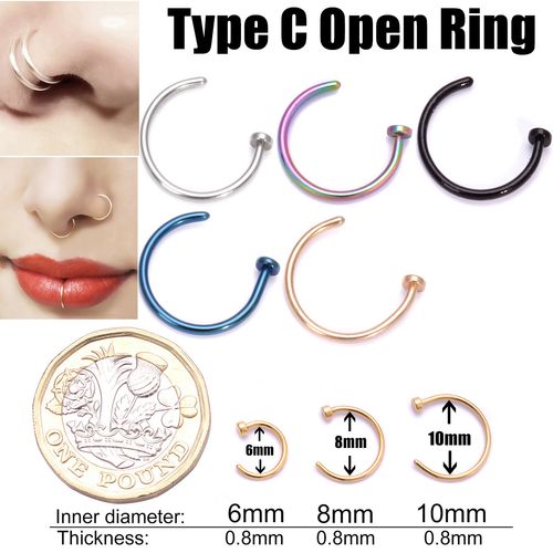 Nose Ring Nose Lip Hoop Cartilage Tragus Helix Ear Piercing Surgical Steel Rings — image 1