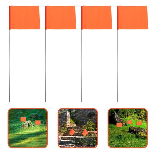 Reusable Steel Wire PVC Marking Flags 200Pcs Bright Orange Yard Lawn Markers — image 5