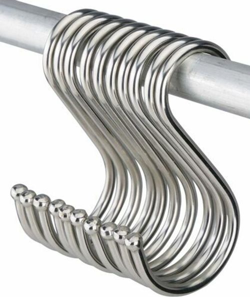 10PCS Stainless Steel S Hooks Kitchen Meat Pan Utensil Clothes Hanger Hanging UK — image 8