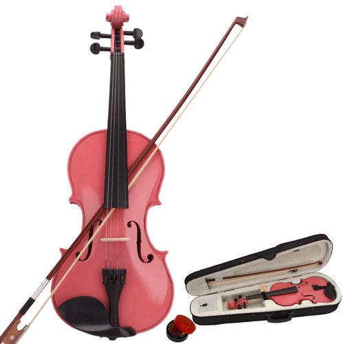 1/2 Acoustic Violin Set Pink Beginner Student Violin with Case Bow Rosin