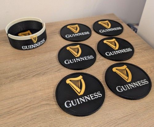 Guinness Coaster Set with Matching Holder - Great Gift for a Guinness fan!