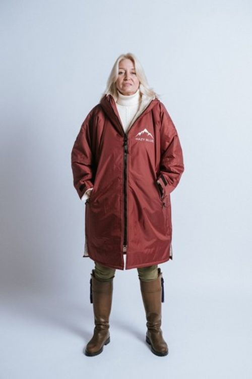 Hazy Blue Hooded Dry Changing Robe Long Coat Waterproof Surfing Swim Beach Camo