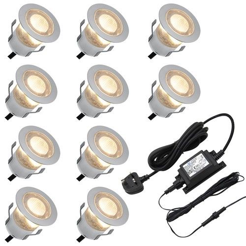 IP68 Outdoor LED Decking Lights 30mm Round Warm White 5W 3000K 10 Kit DEC10WW