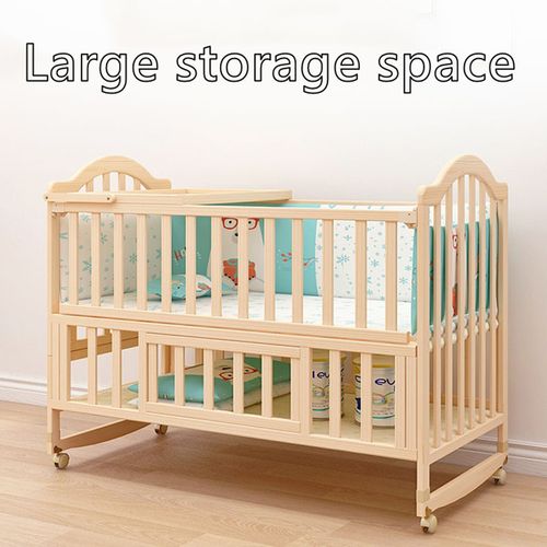 Wooden Baby Crib Bedside Cot 3-in-1 Safe Crib Next to Me From Birth Adjustable — image 12