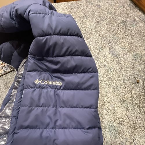 Columbia Omni-Heat Ladies Blue Puffer Jacket Hooded Full Zip Insulated Size XS — image 6