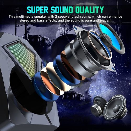 2x Wired Computer Speaker Loud Sound LED RGB Light for PC Laptop Stereo Desktop — image 5