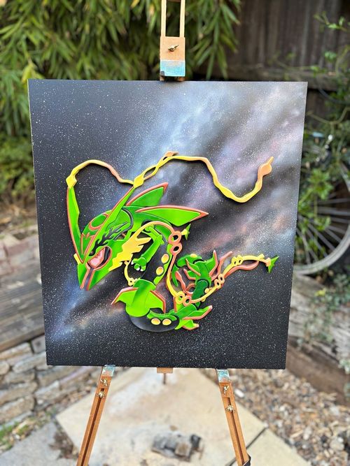 3D Pokémon Rayquaza Dragon Contemporary Art Painting, Unframed Single Piece — image 1