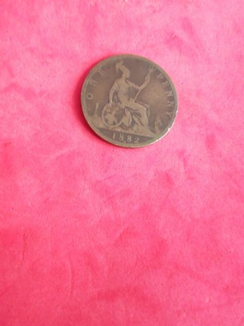 1882 Victoria UK One Penny With H Privy Mark