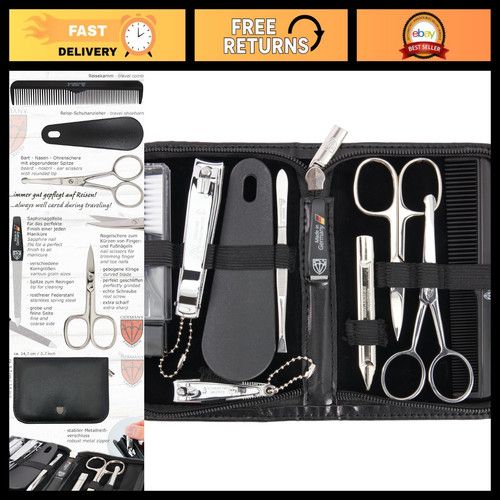 10-Piece Manicure Pedicure Grooming Kit - Nail Care Set with Tweezers, Clipper &
