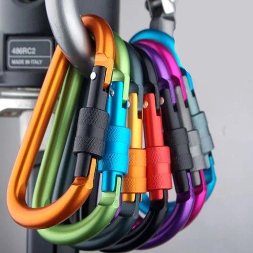 5x50kg Heavy Duty Carabiner Clip Hook D-ring Screw Lock Outdoor Rock Buckle Max