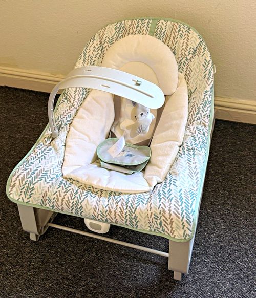 Joie Bouncing Chair Baby Bouncer Seat with Toy Bar & Harness, Grey/White — image 1