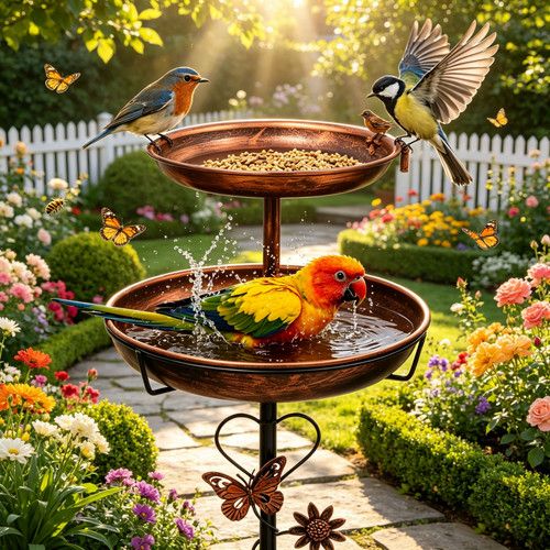 118cm Tall Bird Bath with Stake Vintage Copper Bird Bath for Outside Lawn Decor