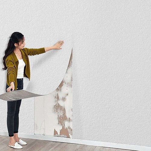 10M Thick Textured Foam Paintable Self-Adhesive Insulation Linen Plain`Wallpaper