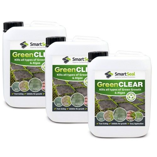 Roof Biocide Green Clear - For Clay Slate Stone & Concrete Tile 3 x 5L Bundle