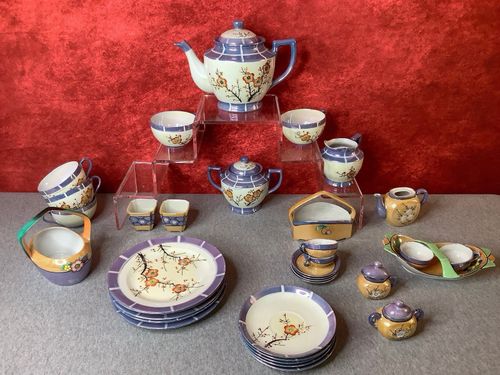 Lot of VTG 1920/30s Japanese Takito Lusterware Cherry/Plum Blossom Tea Pieces — image 1