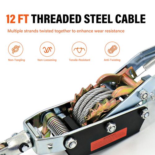 Gear Power Puller Come Along Winch 4 Ton 8800 lbs Heavy Duty Pull Hoist 3 Hooks — image 9