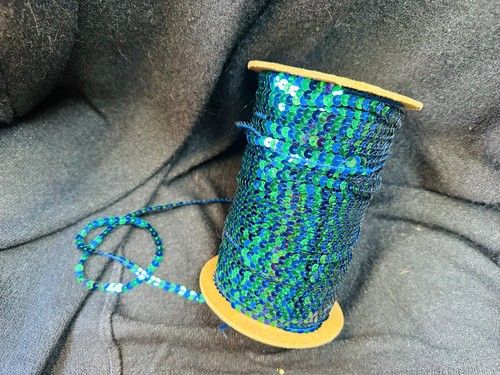 Blue Green Sequin Trim Roll Approx 200m Sewing Craft Costume Embellishment