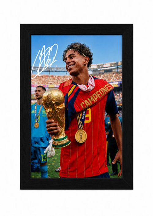 Lamine Yamal Signed Autograph PHOTO Print 6x4/A4 Framed World Cup Winners 26