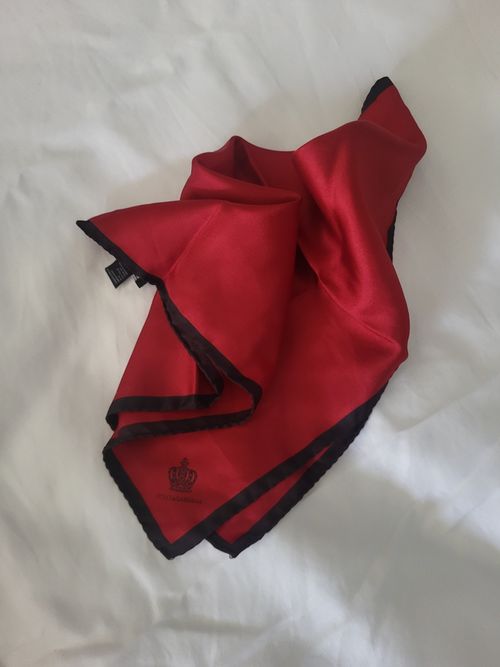 Dolce & Gabbana Pure Silk Red Men's Pocket Square Handkerchief Scarf — image 1