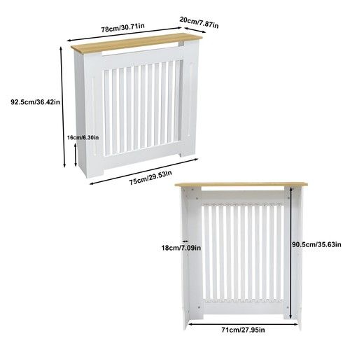 83/92/100cm Radiator Cover Wood Slat Heater Cover Side Cupboard Hallway Cabinet