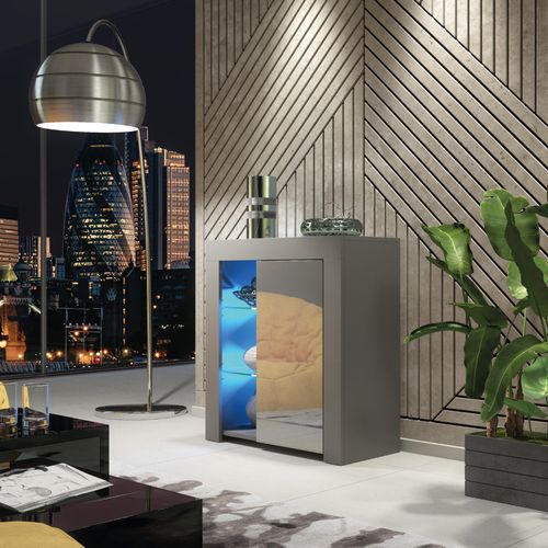 Sideboard TV Unit 75cm Modern Cabinet TV Stand High Gloss Doors With Free LED — image 3