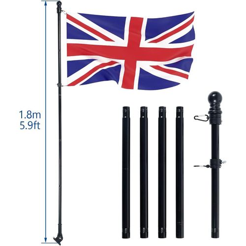 6FT Wall Mounted Adjustable Flag Pole Kits Stainless Steel with Mounting Bracket — image 3