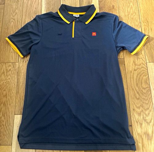 McDonald’s Crew Uniform Navy Polo Shirt with Yellow Trim, Short Sleeve