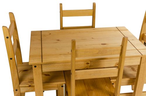 Corona Dining Table and 4 Chairs Budget Set Mexican Pine Solid Wooden Kitchen — image 4
