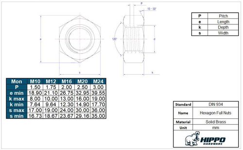 Solid Brass Hexagon Full Nuts for Bolts & Screws - Various Sizes Available — image 8