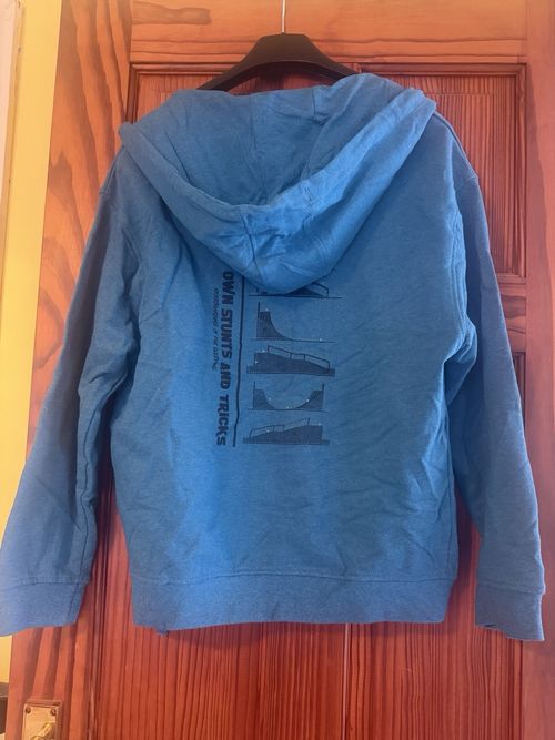 John Lewis & Partners Women's Blue Full Zip Hooded Hoodie Pockets 10 Print — image 2