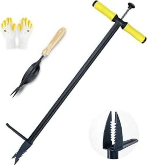 Colwelt Garden Weed Puller and Root Removal Tool,Stand Up Weeder with Foot Pedal