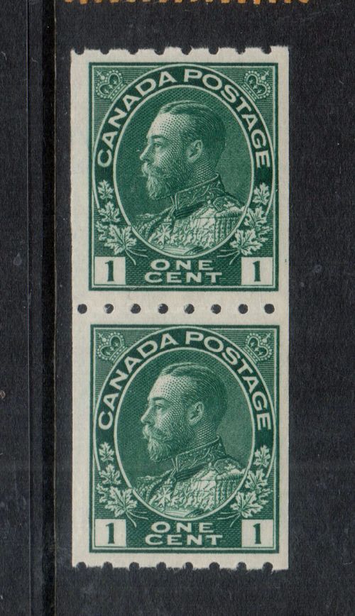 Canada #123 Very Fine Never Hinged Coil Pair **With Certificate** — image 1