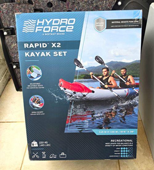Brand New Hydro-Force Rapid X2 Inflatable Double Kayak Set, Recreational Kayak