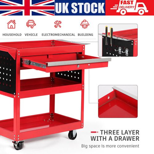 GARAGE WORKSHOP TOOL STORAGE TROLLEY CART WHEEL 3 TIER Mechanic Diy — image 1