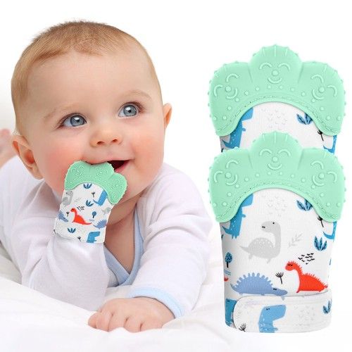 Vicloon Baby Teething Gloves, Pack of 2 Gloves, Teething Ring Toy, BPA-Free, Soo