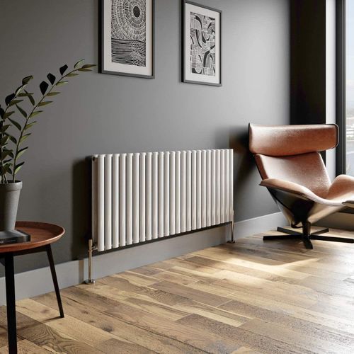 Radiator Horizontal Double Panel Oval Column Designer Central Heating White Rad — image 11