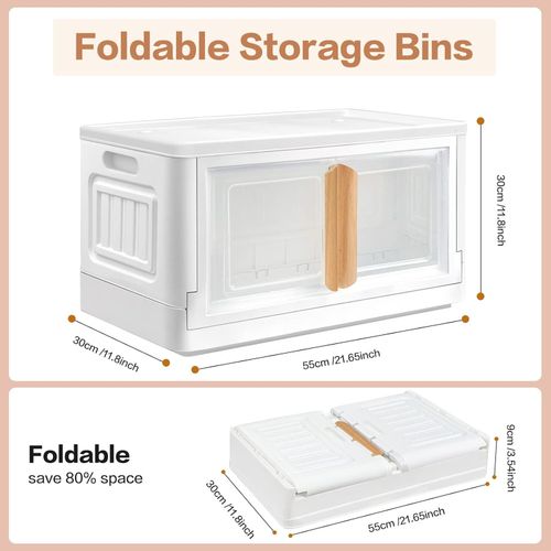 Collapsible Storage Bins with Lids 8.4Gal Stackable Fold Storage Box with Wheels — image 2