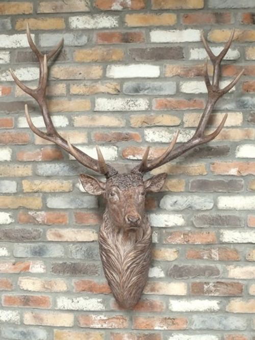 Large Rustic Stag Head Wall Mount | Deer Head Wall Décor Animal Bust 130cm