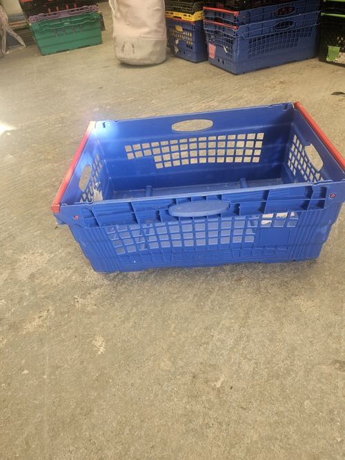 Heavy Duty Plastic Folding Crate / Stackable Storage Box – Varied Colours (x 10) — image 2