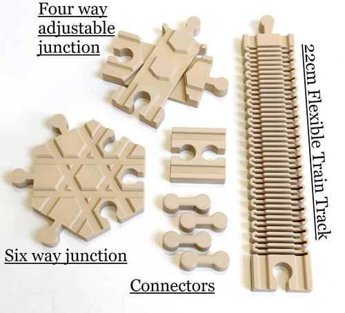 8pc Wooden Train Track Expansion Pack Flexi Track Junctions Connectors Fits Brio — image 8