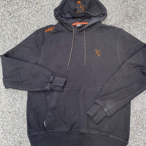 Men’s M Medium Fox Collections Hoodie Carp Fishing Black Pullover Jumper Top