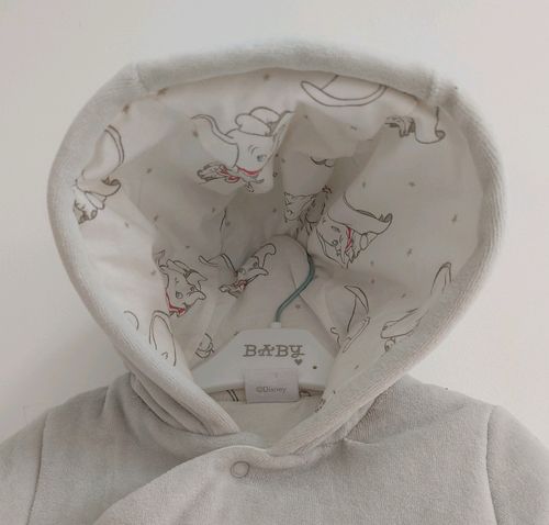 Baby Unisex Grey Disney Dumbo Padded Hooded Pramsuit 6-9 Months — image 5
