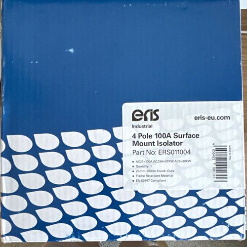 Eris ERS011004 100A 4PST 4 Pole Surface Mount Isolator Switch IP65