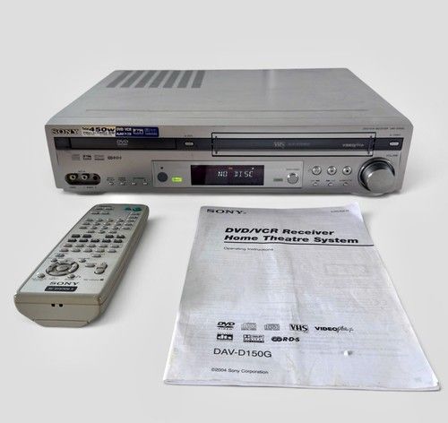 Sony DAV-D150G DVD VHS VCR Combo Home Theatre Receiver Remote Manual Tested
