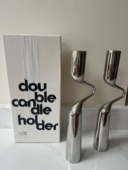 Mikaela Dörfel Designer Double Candle Holders | Scandi Modern Silver Candlestick — image 2