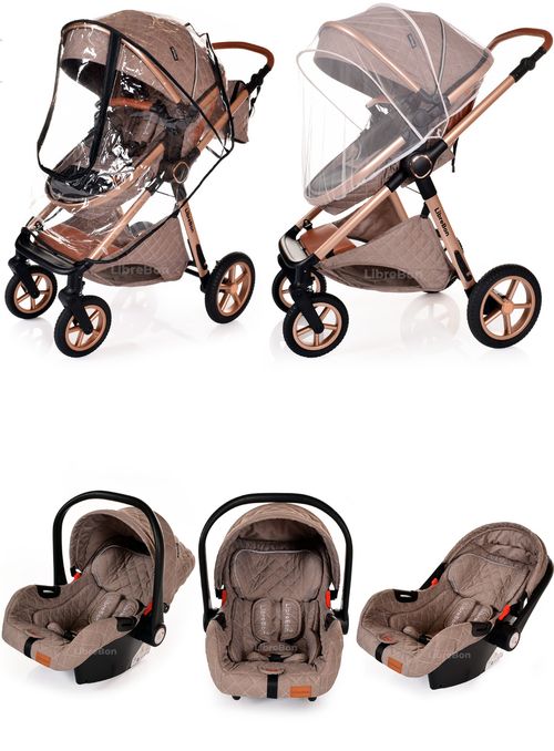 3 in 1 Pram Newborn Baby Buggy Set Travel System with Car Seat Folding Pushchair — image 12