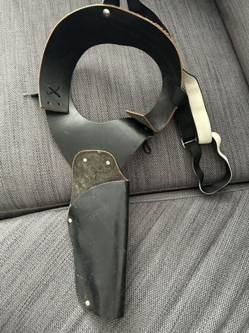 Universal Black Leather Shoulder Holster Rig - 9.5" Pouch for Full-Size Pistol